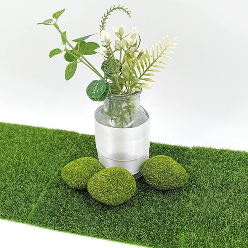 SNAIL GARDEN Fairy Artificial Grass, 8Pack Life-Like Garden Lawn with 5Pcs Artificial Moss Rocks-Miniature Ornament Garden Fairy Accessories for G...