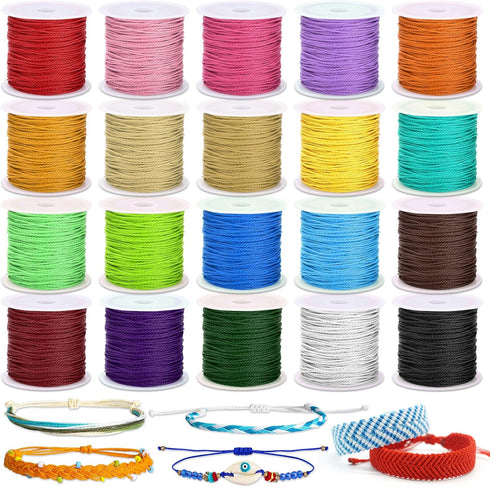 Cridoz 20 Rolls Wax String for Bracelet Making, Waxed Thread Bracelet Cord, Waxed Polyester Cord Bracelet Rope for DIY Bracelets, Necklace and Mac...