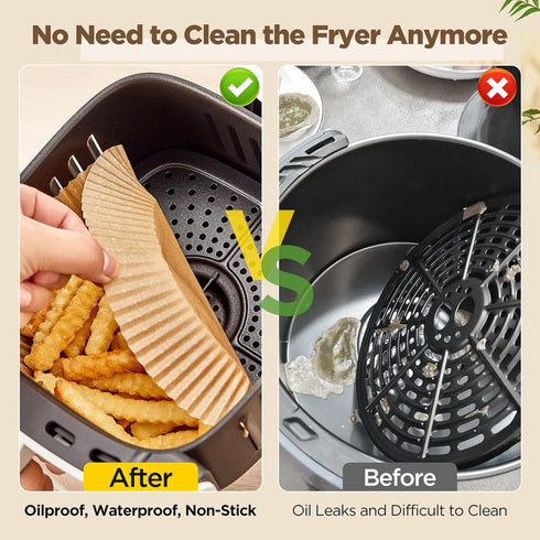 Air Fryer Paper Liners, 100PCS Non-stick Oil Resistant Air Fryer Parchment Paper Liners, 8 Inch Air Fryer Liners Disposable, Round Airfryer Liners...