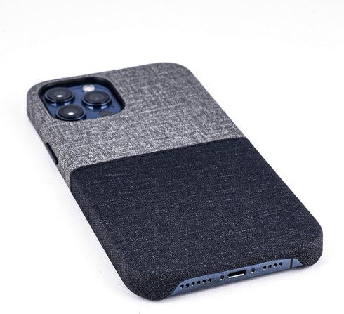 Dockem Luxe M1 Card Case for iPhone 12 Pro Max: Slim Canvas-Style Synthetic Leather Wallet Case with Built-in Metal Plate for Magnetic Mounting an...