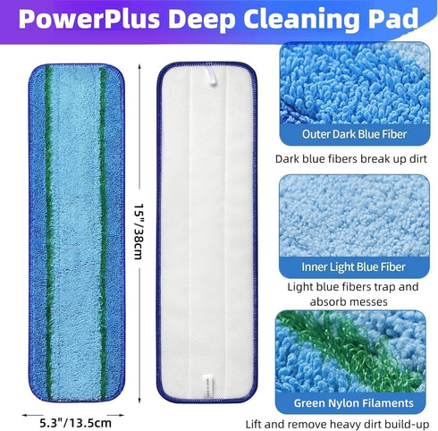 8-Pack Reusable Microfiber Mop Pads for Swiffer PowerMop,Power Mop Pads Refills - includes 4 Microfiber Cleaning Pad, 4 Microfiber Deep Cleaning P...