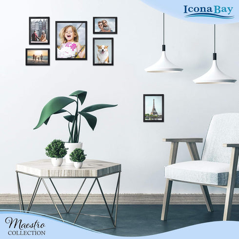 Icona Bay 4x6 Picture Frames Set (Black, 12 Pack), Classy Contemporary Style, Maestro Collection...