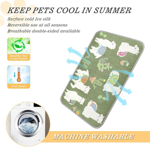 Dog Cooling Mat Ice-Cold Pad for Cat Small Pet Summer Sleeping Mat Cute Travel Cooling Fiber Cool Down Breathable Comfortable Folding Storage Alpa...