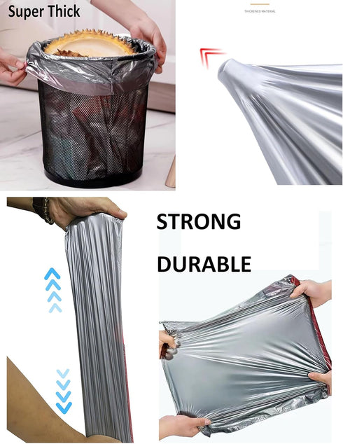 60 Count Small Drawstring Trash Bags 4 Gallon Tear-Free Gray Individual Unscented Small Garbage Bags Separated Unscented for Bathroom Kitchen...