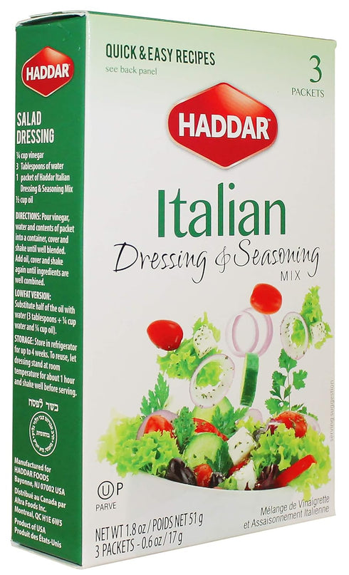 Haddar, Gluten Free Italian Dressing & Seasoning Mix 1.8oz, 4 Pack (12 Packets) For Seasoning and Salad Dressing...