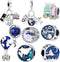 9 Pack Silver Spacers Charms fit Pandora Bracelet Beads Travel Case and Vacation CZ Pendant Balloons Set Star Moon Dangle...