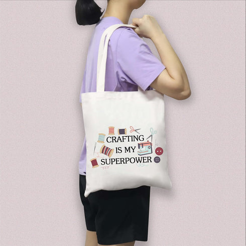 BDPWSS Sewing Gift For Women Sewing Lover Gift Crafting Is My Superpower Sewing Tote Bag Sewing Machine Crafting Lover Gift...