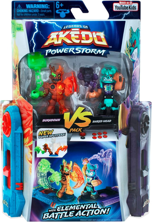 Legends of Akedo Power Storm - Versus Pack - 2 Mini Battling Warriors and 2 Battle Controllers - Burndown Versus Shred Head...