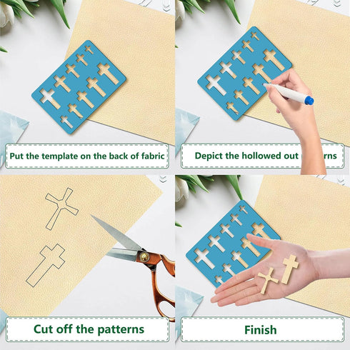 GORGECRAFT 2 Styles Cross Christian Symbol Stencil Jewelry Shape Template Reusable Christ Stencils Christmas Earrings Making Templates for Earring...