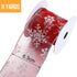 Boao 2.5 Inch Wide Organza Ribbon Snowflake Wired Sheer Glitter Ribbon with Spool for Christmas Decoration, Gift Wrapping, Party Decoration (Red, ...