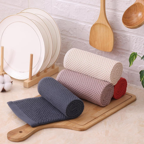 Kitinjoy 100% Cotton Kitchen Dish Cloths, 8 Pack Waffle Weave Ultra Soft Absorbent Dish Towels for Drying Dishes, Quick Drying Dish Rags, 12 X 12 ...