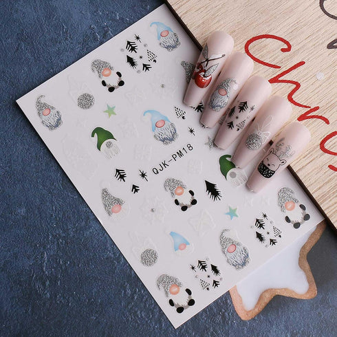 JMEOWIO 4 Sheets Christmas Glitter Nail Art Stickers Decals Self-Adhesive Pegatinas Uñas Snowflake Xmas Winter Holiday Santa Cute Nail Supplies Na...