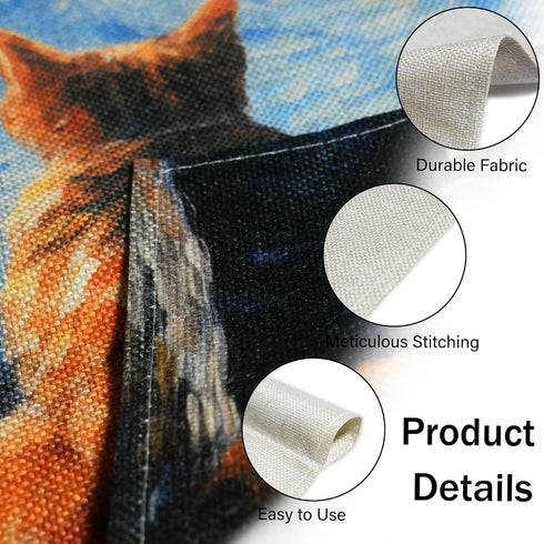 Van Gogh Starry Cat Welcome Garden Flag 12 x 18 inch Double Sided Oil Paint Cat Yard Flags Small Burlap Flag for Outside Decor (Starry Cat)...