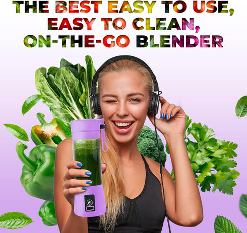 Portable Blender - Compact and USB Rechargeable Personal Travel Blenders for Smoothies, Shakes and Ice - Mini Fruit Juice Mixing Shaker Bottle - 3...