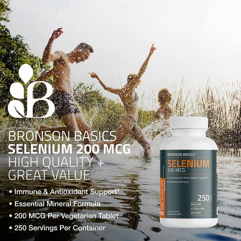 Bronson Selenium 200 mcg Immune & Antioxidant Support Essential Mineral, 250 Vegetarian Tablets...