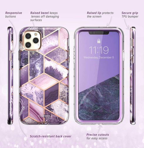 i-Blason Cosmo Series Case for iPhone 11 Pro 5.8 inch, Slim Full-Body Stylish Protective Case with Built-in Screen Protector (Purple)...