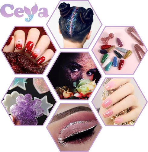 Ceya 3.5oz/ 100g Holographic Ultra Fine Glitter Powder Laser Black Glitter 1/128” 0.008” 0.2mm for Slime Epoxy Resin Craft Tumbler Jewelry Nail Ar...