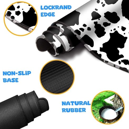 Cow Print Mouse Pad Large with Stitched Edges 31.5 x 11.8, Extended Desk Pad Desk Mat for Desktop Decor and Accessories Workplace Home XXL Mouse P...