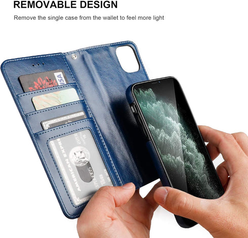 Bocasal for iPhone 11 Wallet Case with Card Holder PU Leather Magnetic Detachable Kickstand Shockproof Wrist Strap Removable Flip Cover for iPhone...