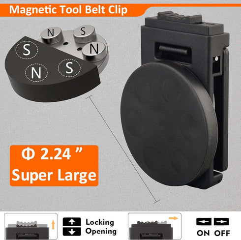 MUTUACTOR Magnetic Tool Belt Clip,Non-Slip Magnet Tool Holder for Belt,Strong Magnetic Clip Tool Belt Accessories for Hammer Screwdrivers Adjustab...