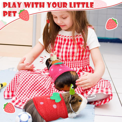 Mixweer 4 Pieces Guinea Pig Stuff includes 2 Guinea Pig Clothes and 2 Cute Mini Hats with Adjustable Strap Small Animal Warm Vest Cozy Hand Knitte...