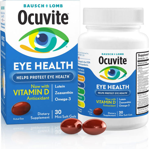 Ocuvite Eye Vitamin & Mineral Supplement, Contains Zinc, Vitamins C, E, Omega 3, Lutein, & Zeaxanthin, 30 Softgels...