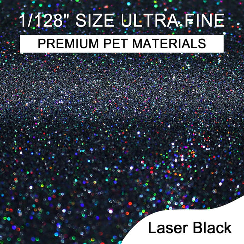 Ceya 3.5oz/ 100g Holographic Ultra Fine Glitter Powder Laser Black Glitter 1/128” 0.008” 0.2mm for Slime Epoxy Resin Craft Tumbler Jewelry Nail Ar...