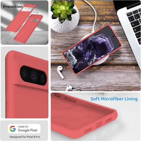 Google Pixel 8 Pro Phone Case 6.7’’(2023), Soft Slim TPU Silicone Back, Skin-Friendly & Anti-Scratch, 360°Full-Body Protection, Case Cover for Pix...