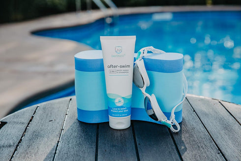 2 in 1 Chlorine Body Wash and Chlorine Shampoo for Swimmers - After Swim Chlorine Odor Removal Body Wash and Swimmer Shampoo; NEW IMPROVED CAP DES...