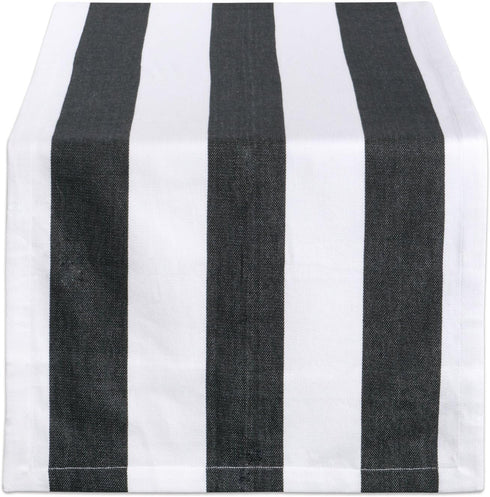 DII Cabana Dobby Stripe Tabletop Collection, 18x108-inch Table Runner, Black & White...