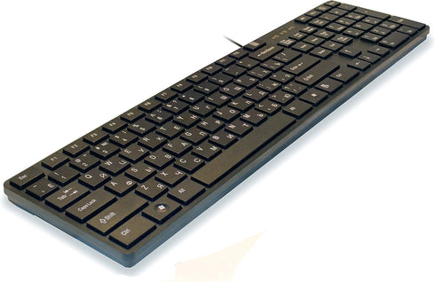 USB Keyboard with Russian English (Cyrillic) Letters/Characters- Full Size Slim Desktop Design...