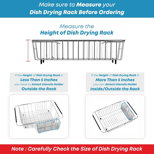 KESOL Sturdy 304 Stainless Steel Utensil Drying Rack Basket Holder with Hooks 3 Divided Compartments, Rust Proof, No Drilling...