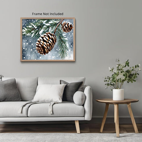 Posterizer 1 pcs-pinecones in snowey winter nature 1-Landscape & Nature Art-GIft for Men Women Teens-Living Room Bedroom Decor- unframed wall art...