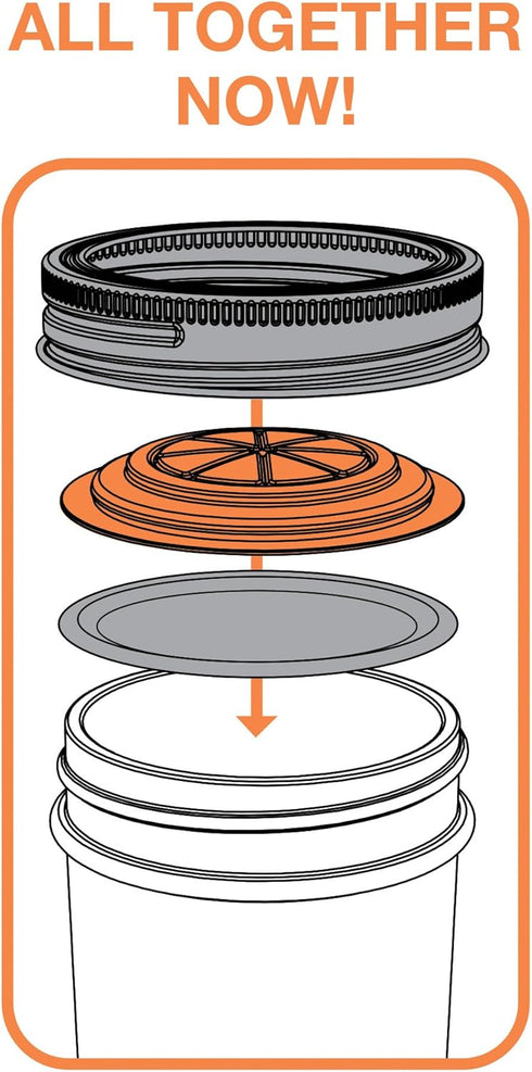 Jarware Orange Jelly/Jam Lids for Regular Mouth Mason Jars, Set of 4...