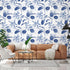 Palm Tree Leaf Navy Blue and White Floral Wallpaper Peel and Stick Tropical Wallpaper Jungle Contact Wall Paper Leaves Flower Watercolor Bathroom ...