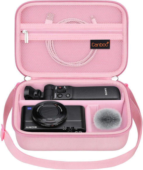 Canboc Carrying Camera Case for Sony ZV-1/ ZV-1 II/ZV-1F Vlog Digital & Vlogger Accessory Kit Tripod, Travel Storage Bag with Strap, Mesh Pocket f...