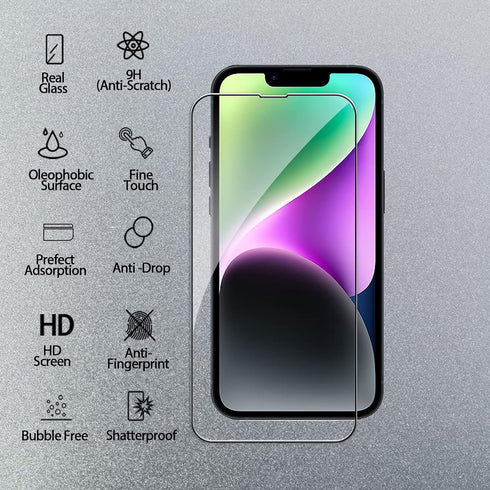 Screen Protector Compatible with iPhone 14 Plus 6.7 inch, 2 Pcs Front + 2 Pcs Back Protector + 2 Pcs Camera Lens Protector 9H Hardness Protective ...