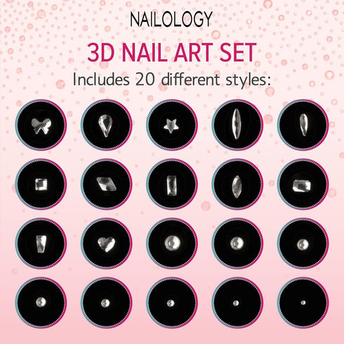 Nail Art Gem Rhinestones by Nailology, Nail Art Supplies, Nail Decoration Jewels for 3D Nail Art, Crystal Diamond Charm Accessories for Acrylic Na...