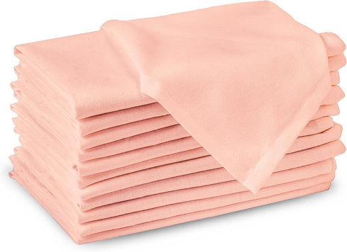 Encasa Cotton Cloth Napkins | Set of 12 | Size 17"x17" | Peach Solid Color | Machine Washable...