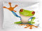 Lunarable Cartoon Pillow Sham, Little Tree Frog Vivid Graphic Friendly Wildlife Mascot Funny Character Print, Decorative Standard Size Printed Pil...
