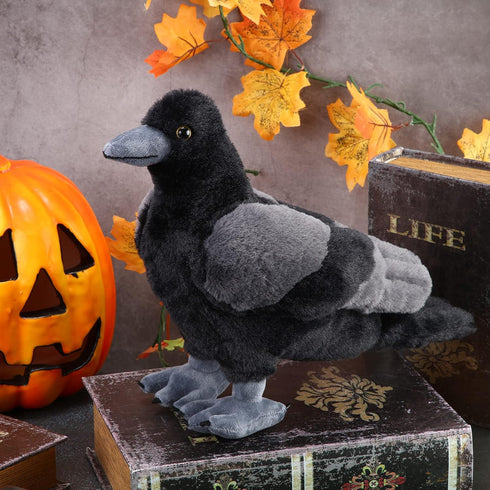 Aoriher 12 Inch Crow Plush Stuffed Animal Soft Black Fluffy Plush Toy Realistic Bird Stuffed Animal for Home Decoration Pet Party Favors Animal Co...