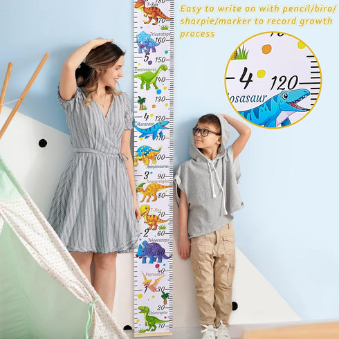 Beinou Baby Growth Chart Ruler for Kids Wood Frame Height Measure Chart 7.9in x 79in Canvas Hanging Height Growth Chart...