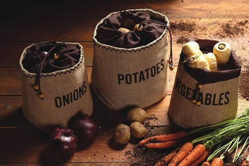 Natural Elements Potato Bag with Blackout Lining, Potato Storage Bag, Hessian, 24 x 24 cm, Brown...