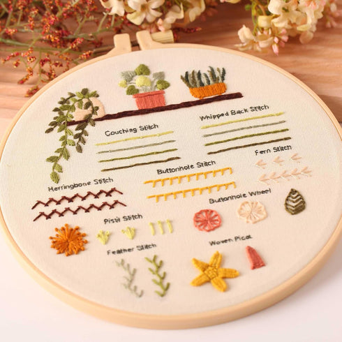 Harimau 4P Beginner Embroidery Kit,Natural Landscape Pattern,Cross Stitch Kits, Including Stamped Embroidery Cloth with 2 Embroidery Hoops, Multic...