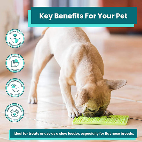 LICKIMAT 8"X8" 1 Piece Classic Soother Slow Feeder for Dogs Lick Mat Boredom Anxiety Reducer Perfect for Food Treats Yogurt Liquid Food Peanut But...