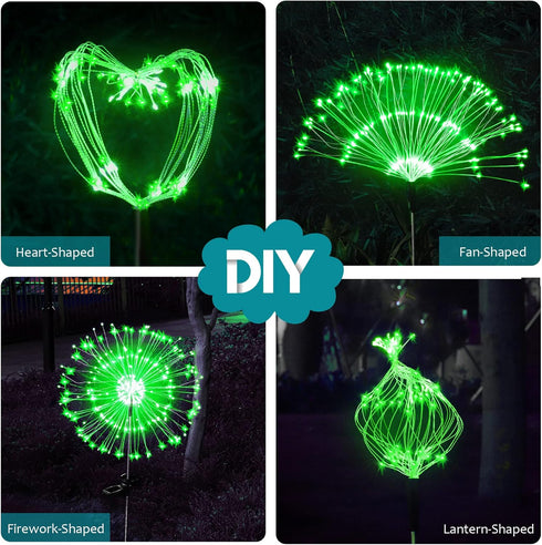 JJGoo Solar Garden Lights Solar Firework Lights, 2 Pack 120 LEDs 2 Lighting Modes Solar Lights Outdoor Waterproof for Garden Patio Walkway Pathway...