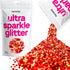 Hemway Premium Ultra Sparkle Glitter Multi Purpose Metallic Flake for Arts Crafts Nails Cosmetics Resin Festival Face Hair - Red Holographic - Sup...