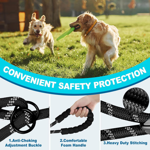 Slip Lead Dog Leash, 6 FT x 1/2'' Heavy Duty Dog Leash for Large Dogs That Pull with Padded Handle & Highly Reflective Threads, No Pull Dog Traini...