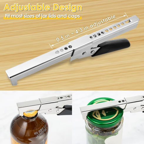 Dreyoo 2 Pack Adjustable Jar Can Opener, Multifunctional Stainless Steel Can Opener with Jar Gripper, Comfortable Grip Jar Lid Opener for Weak Han...