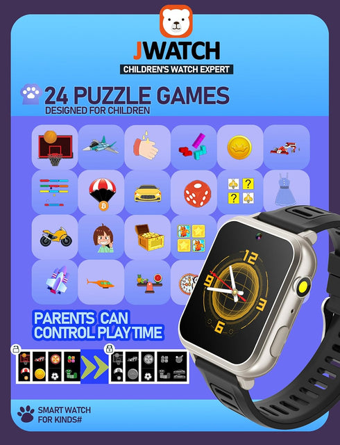 Kids Smart Watch for Boys Girls 6-12 with Pedometer Audio Book Camera Music Player Present Birthday Christmas (Silver Frame Black)…...